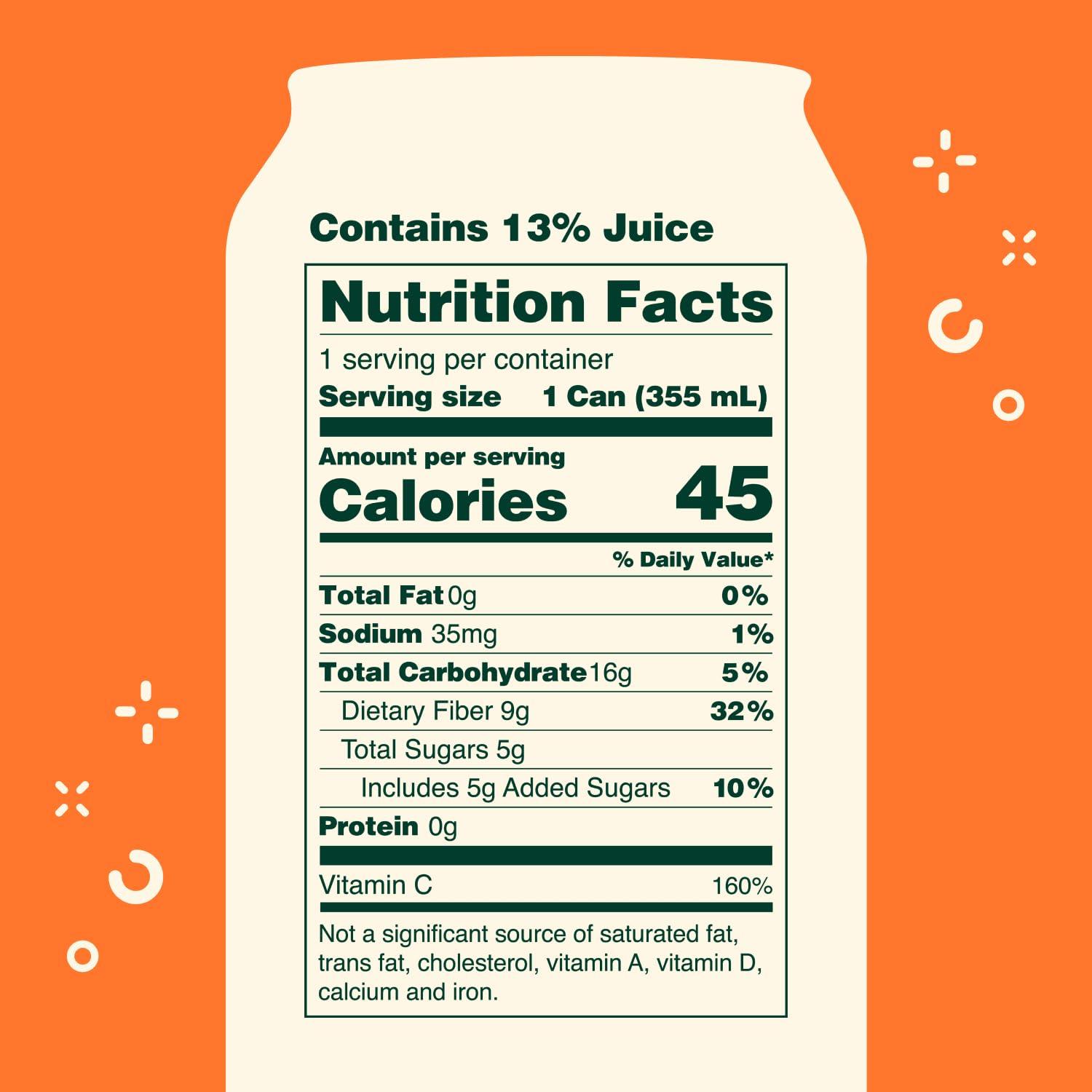 imageOLIPOP Orange Squeeze Sparkling Tonic Healthy Soda Prebiotic Soft Drink Aids Digestive Health amp Immune Health With Vitamin C amp Plant Fiber Caffeine Free Low Calorie Low Sugar 12 oz