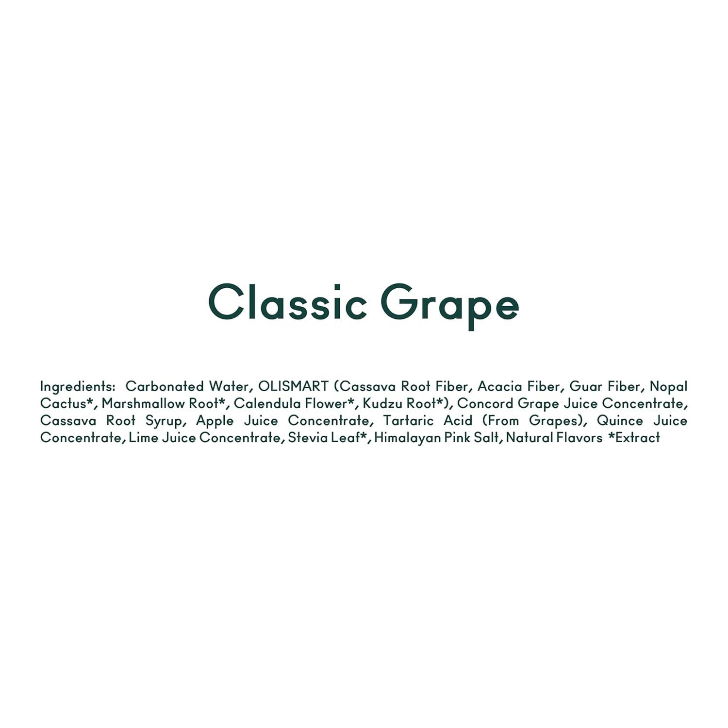 imageOLIPOP Minis Prebiotic Soda Pop Ginger Ale Pantry Pack Packed with Prebiotics Fiber and Botanicals Gluten Free Vegan GMO Free 75oz 6CansClassic Grape