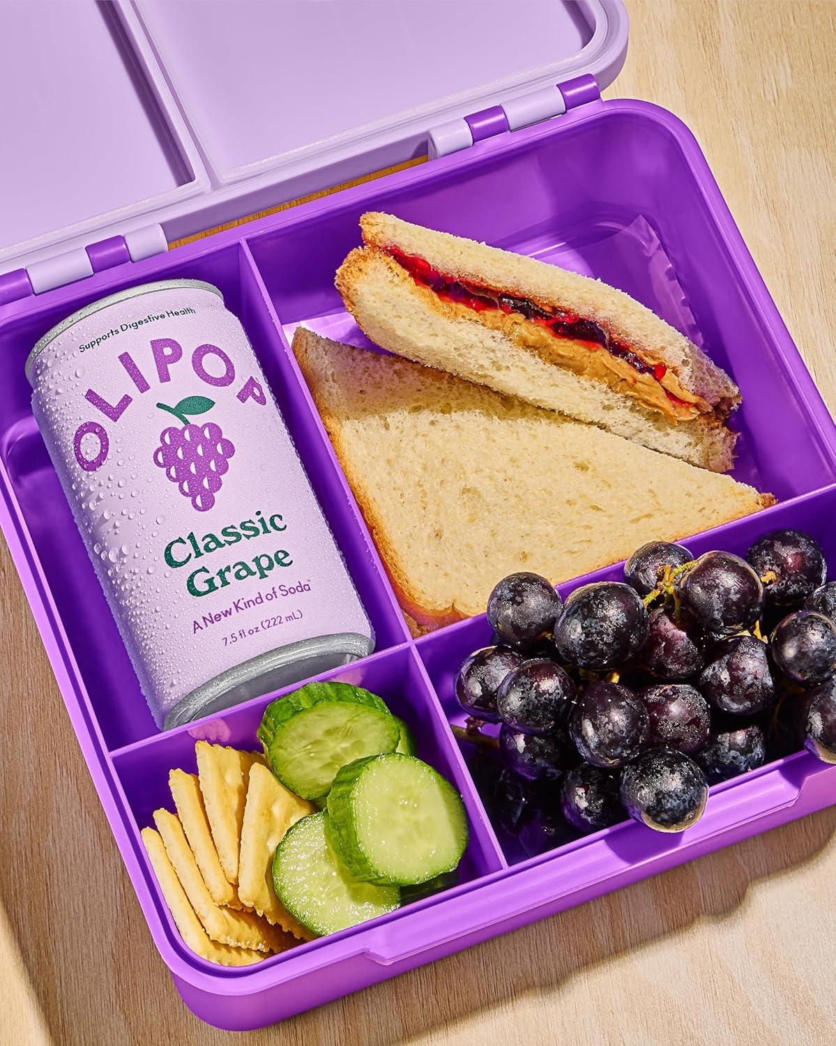 imageOLIPOP Minis Prebiotic Soda Pop Ginger Ale Pantry Pack Packed with Prebiotics Fiber and Botanicals Gluten Free Vegan GMO Free 75oz 6CansClassic Grape