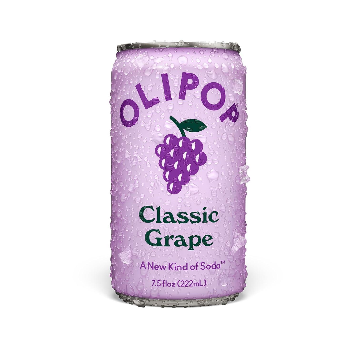 imageOLIPOP Minis Prebiotic Soda Pop Ginger Ale Pantry Pack Packed with Prebiotics Fiber and Botanicals Gluten Free Vegan GMO Free 75oz 6CansClassic Grape