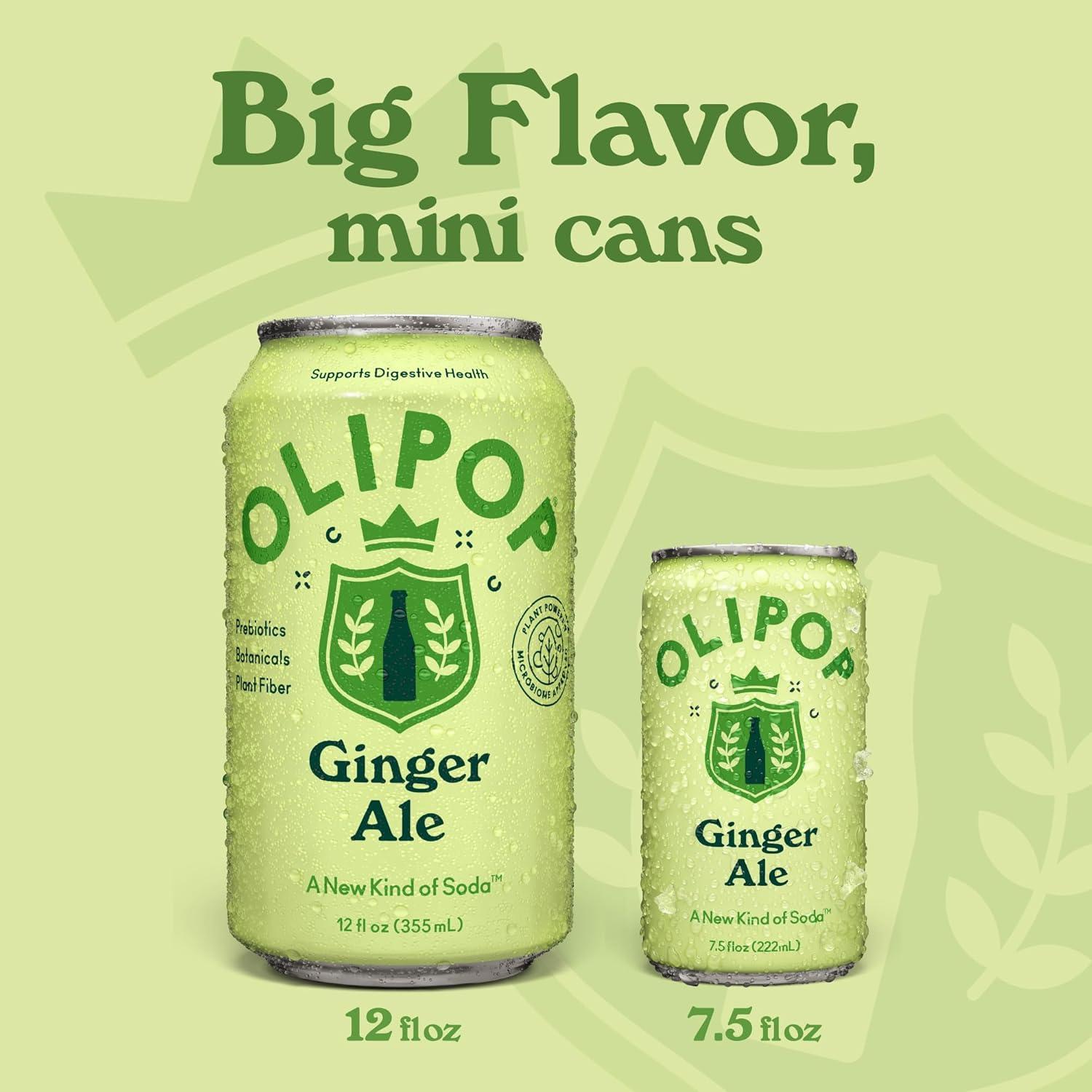 imageOLIPOP Minis Prebiotic Soda Pop Ginger Ale Pantry Pack Packed with Prebiotics Fiber and Botanicals Gluten Free Vegan GMO Free 75oz 6CansGinger Ale