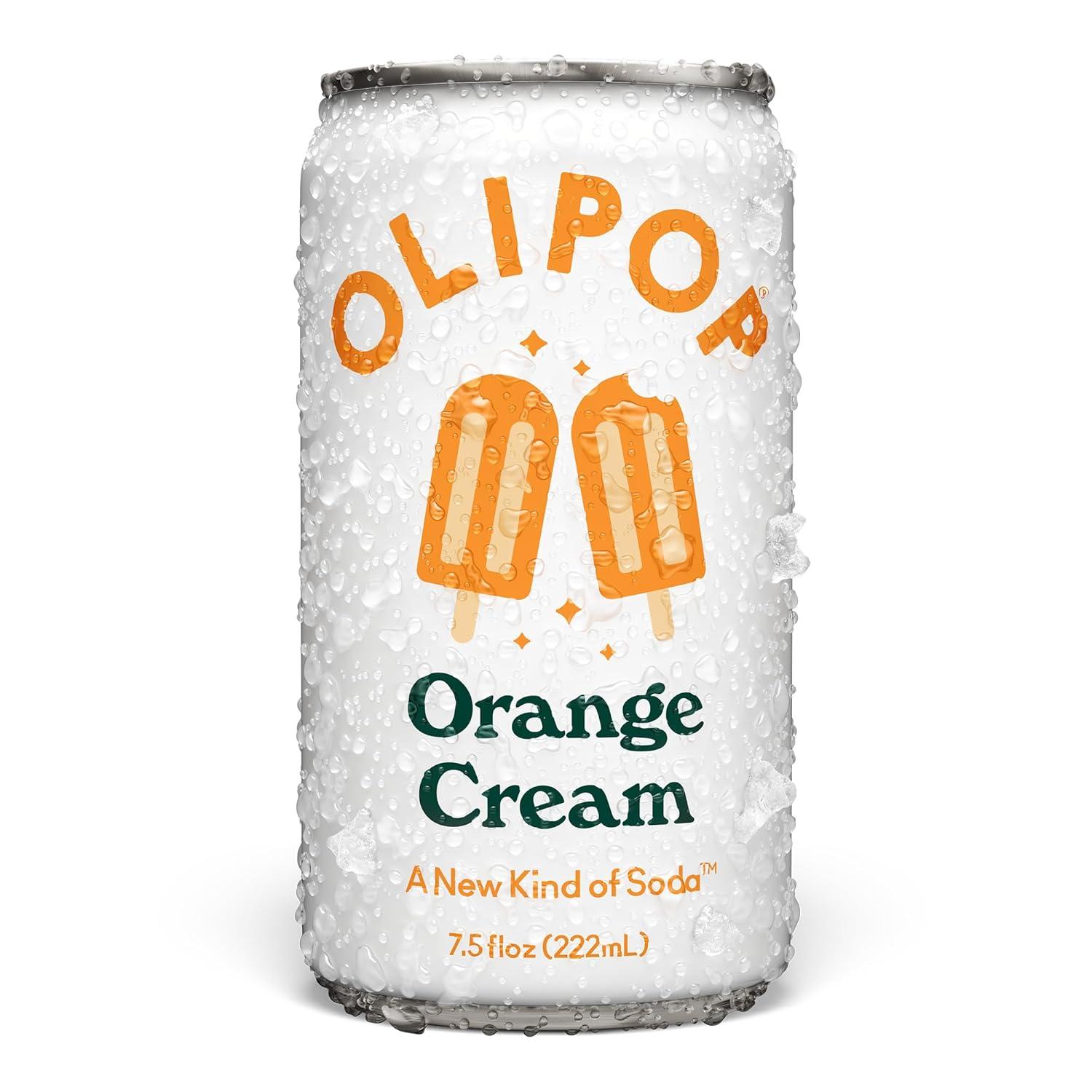 imageOLIPOP Minis Prebiotic Soda Pop Ginger Ale Pantry Pack Packed with Prebiotics Fiber and Botanicals Gluten Free Vegan GMO Free 75oz 6CansOrange Cream