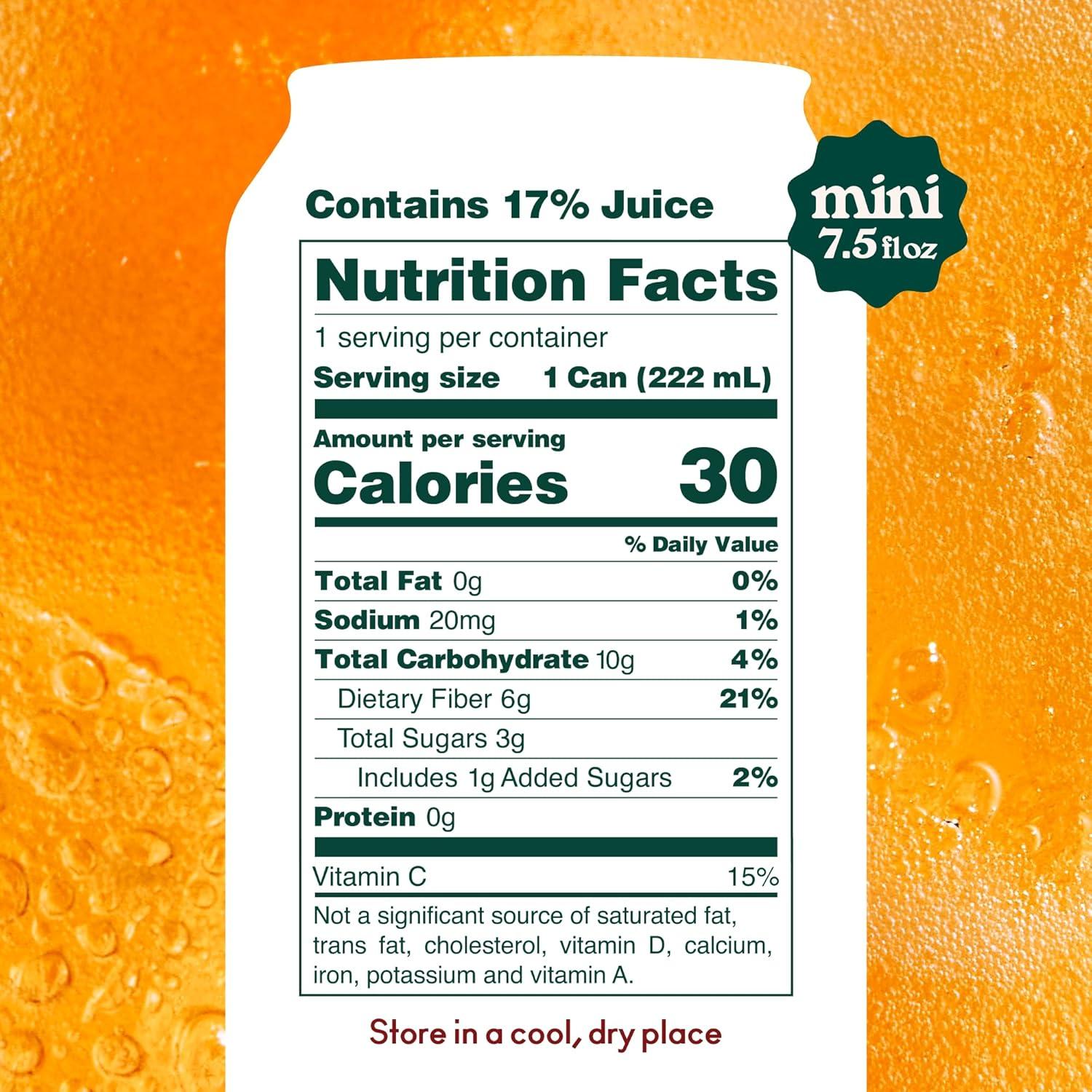 imageOLIPOP Minis Prebiotic Soda Pop Ginger Ale Pantry Pack Packed with Prebiotics Fiber and Botanicals Gluten Free Vegan GMO Free 75oz 6CansOrange Cream