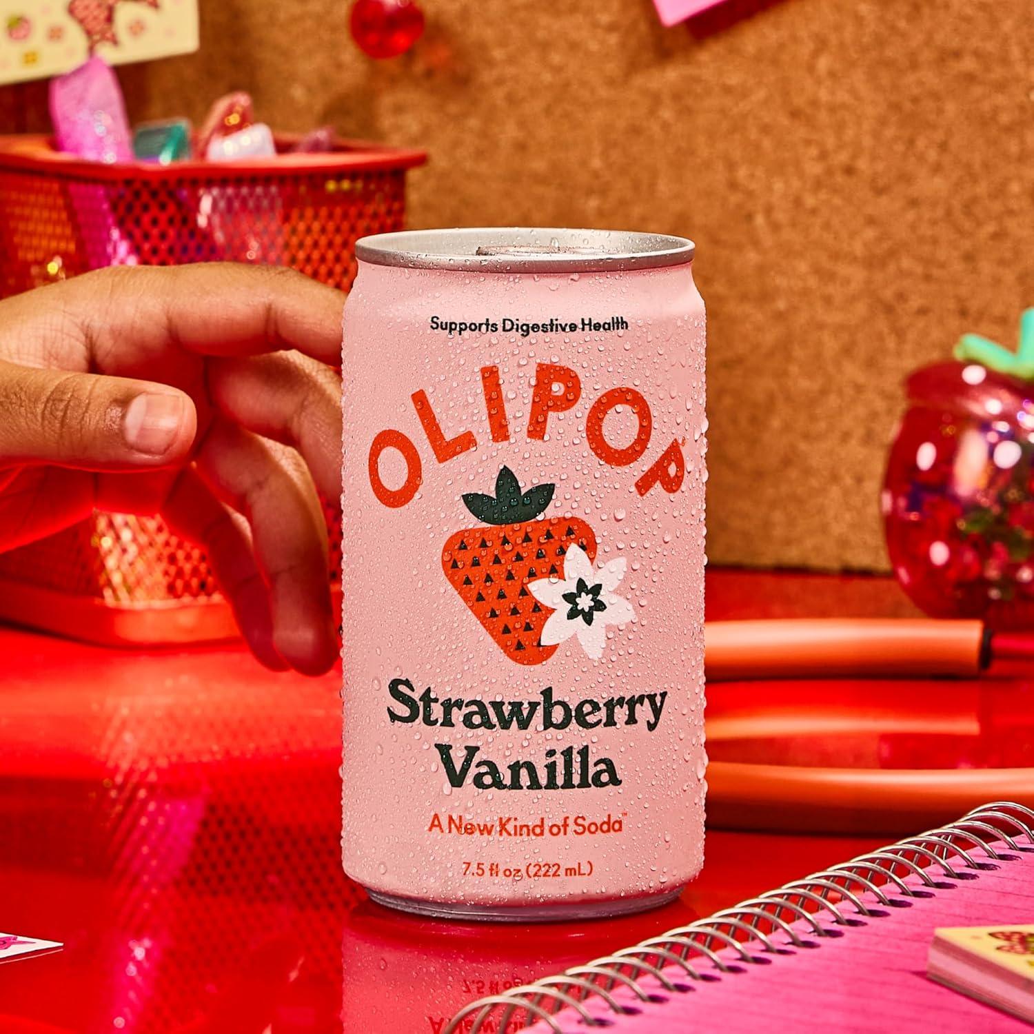 imageOLIPOP Minis Prebiotic Soda Pop Ginger Ale Pantry Pack Packed with Prebiotics Fiber and Botanicals Gluten Free Vegan GMO Free 75oz 6CansStrawberry Vanilla
