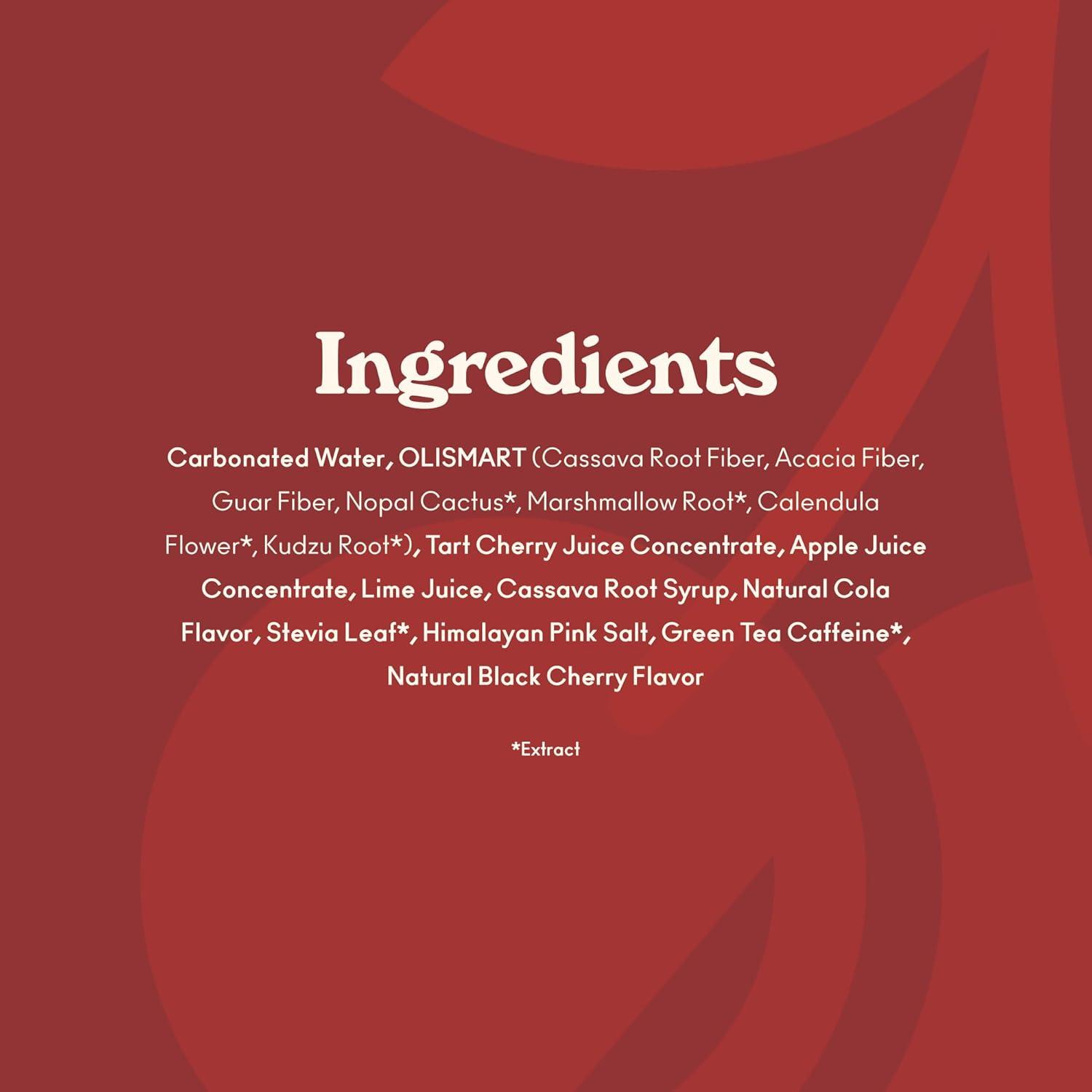 imageOLIPOP Prebiotic Soda Pop Cherry Cola Prebiotics Botanicals Plant Fiber 12 fl oz 4 Cans