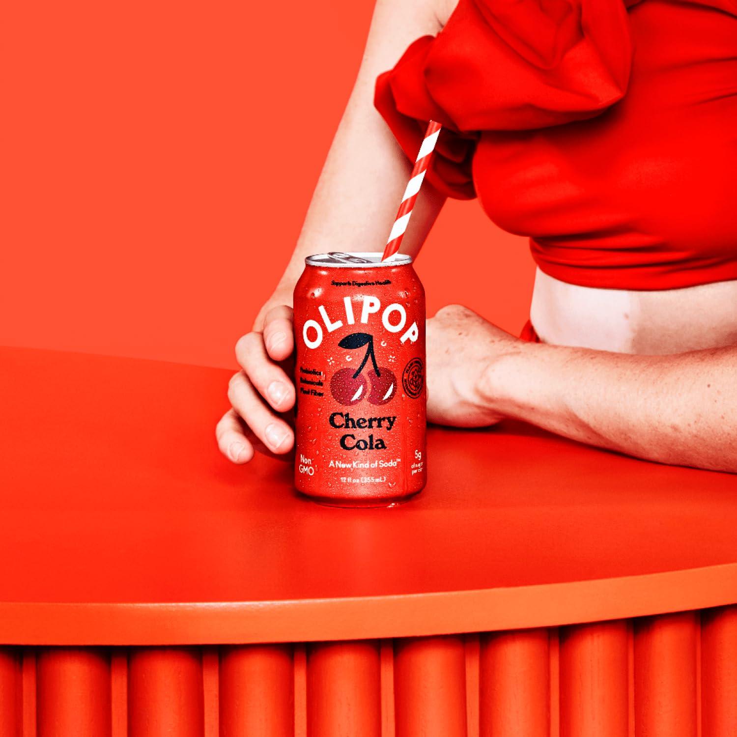 imageOLIPOP Prebiotic Soda Pop Cherry Cola Prebiotics Botanicals Plant Fiber 12 fl oz canCherry Cola