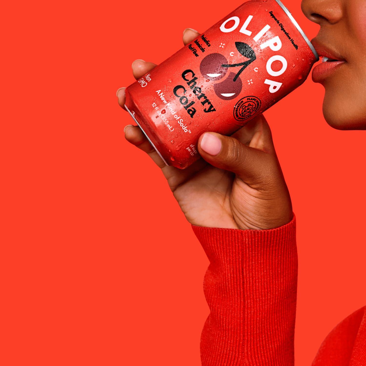 imageOLIPOP Prebiotic Soda Pop Cherry Cola Prebiotics Botanicals Plant Fiber 12 fl oz canCherry Cola