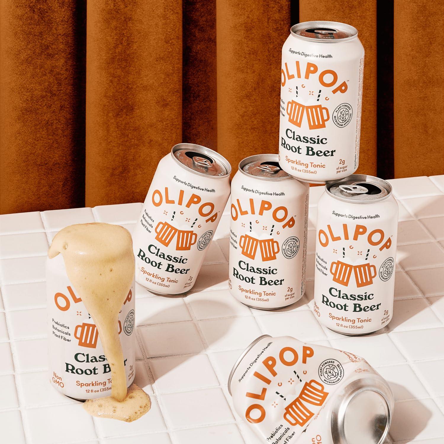 imageOLIPOP Prebiotic Soda Pop Cherry Cola Prebiotics Botanicals Plant Fiber 12 fl oz canClassic Root Beer