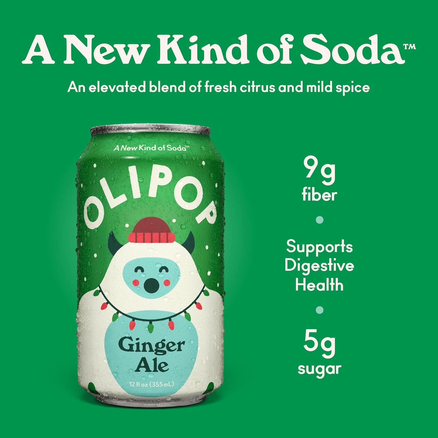 imageOLIPOP Prebiotic Soda Pop Cherry Cola Prebiotics Botanicals Plant Fiber 12 fl oz canGinger Ale