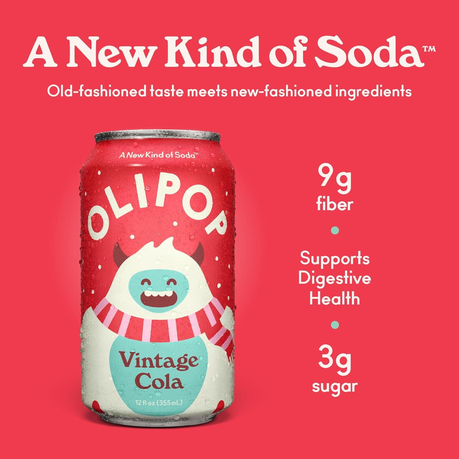 imageOLIPOP Prebiotic Soda Pop Cherry Cola Prebiotics Botanicals Plant Fiber 12 fl oz canVintage Cola
