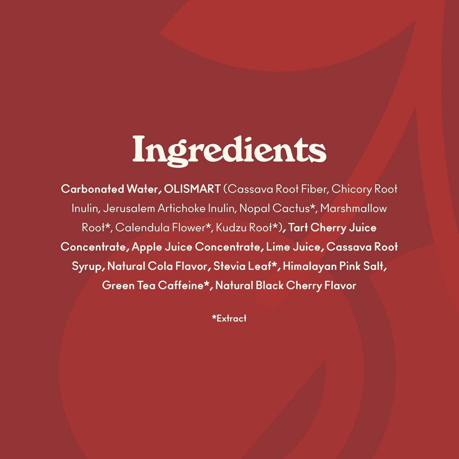 imageOLIPOP Prebiotic Soda Pop Cherry Vanilla A New Kind of Soda Packed with Prebiotics Fiber and Botanicals Gluten Free Vegan GMO Free 12oz 12CansCherry Cola