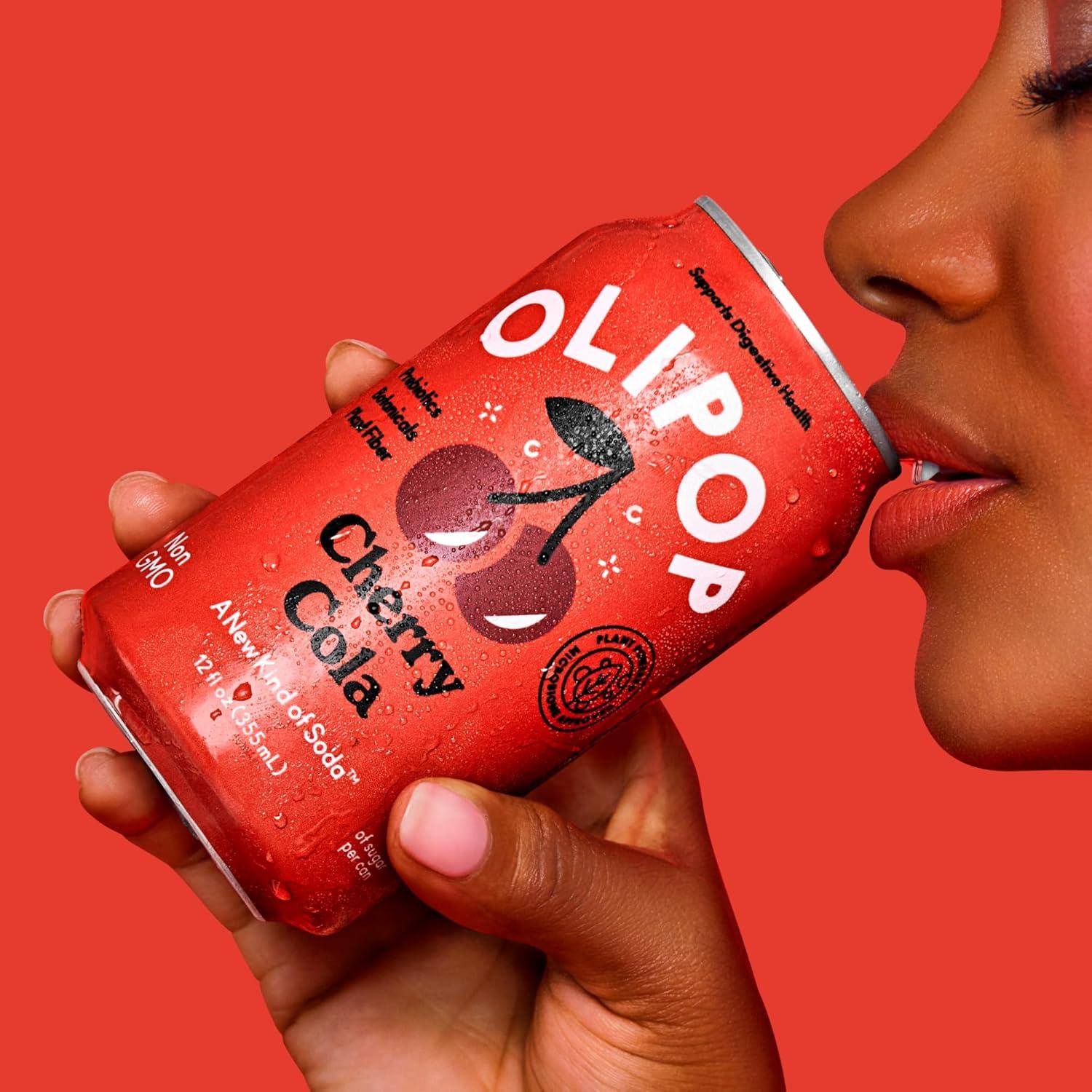 imageOLIPOP Prebiotic Soda Pop Cherry Vanilla A New Kind of Soda Packed with Prebiotics Fiber and Botanicals Gluten Free Vegan GMO Free 12oz 12CansCherry Cola
