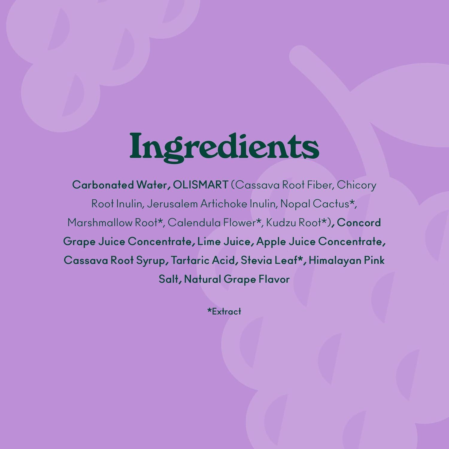 imageOLIPOP Prebiotic Soda Pop Cherry Vanilla A New Kind of Soda Packed with Prebiotics Fiber and Botanicals Gluten Free Vegan GMO Free 12oz 12CansClassic Grape