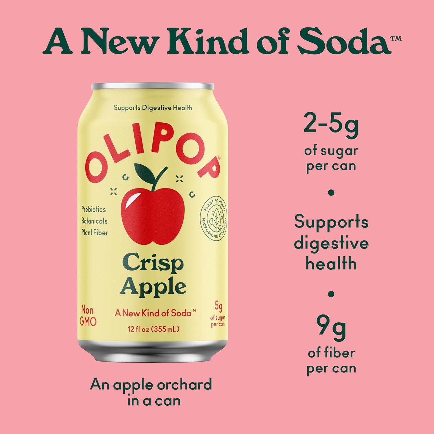 imageOLIPOP Prebiotic Soda Pop Cherry Vanilla A New Kind of Soda Packed with Prebiotics Fiber and Botanicals Gluten Free Vegan GMO Free 12oz 12CansCrisp Apple
