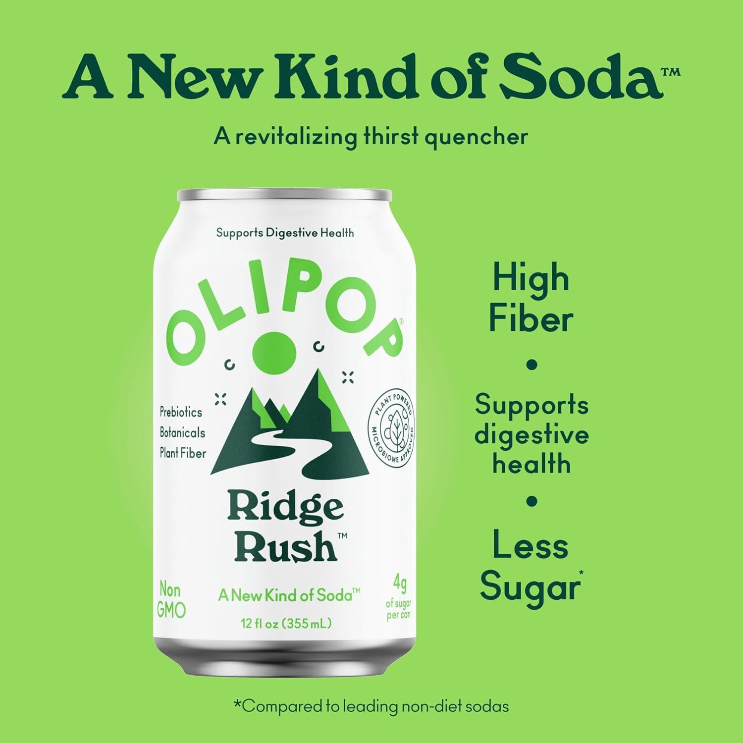 imageOLIPOP Prebiotic Soda Pop Cherry Vanilla A New Kind of Soda Packed with Prebiotics Fiber and Botanicals Gluten Free Vegan GMO Free 12oz 12CansRidge Rush