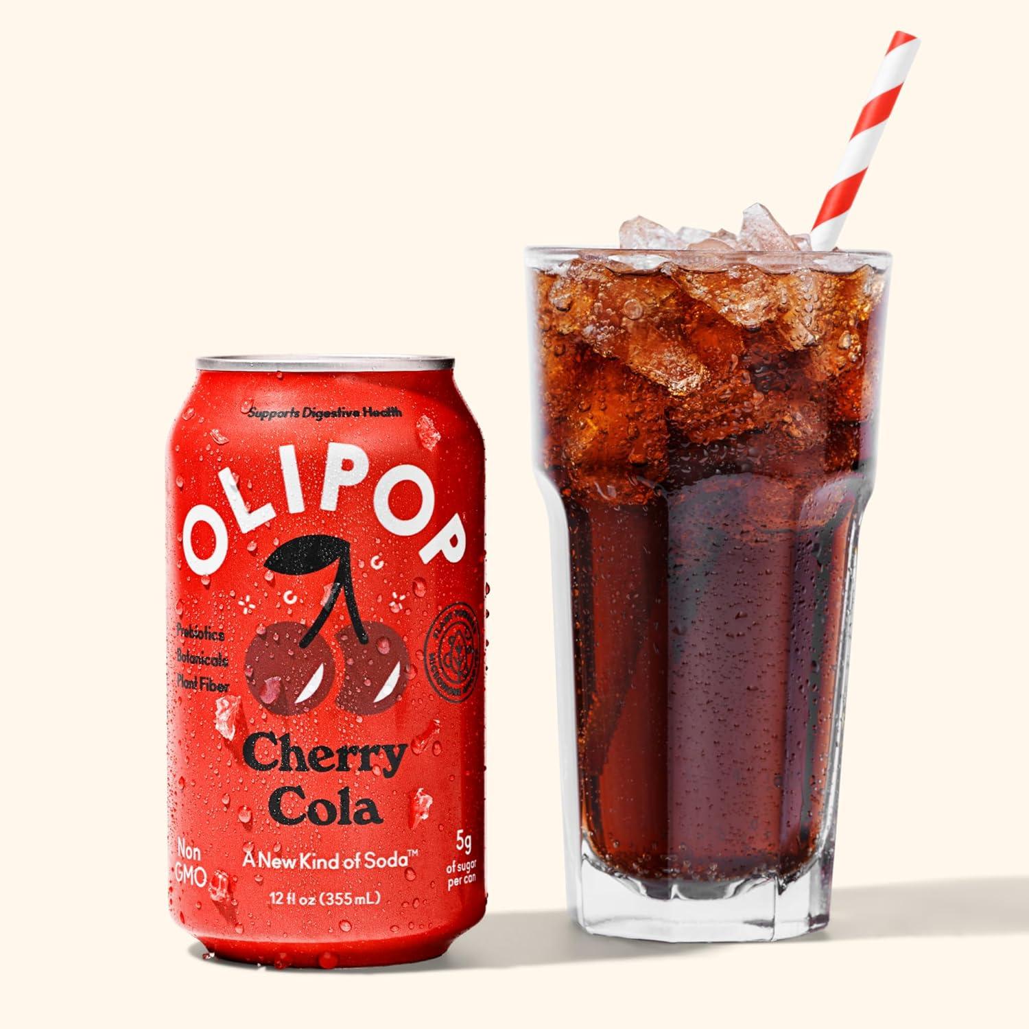 imageOLIPOP Prebiotic Soda Pop Classic Grape Pantry Pack Packed with Prebiotics Fiber and Botanicals Gluten Free Vegan GMO Free 12oz 12CansCherry Cola