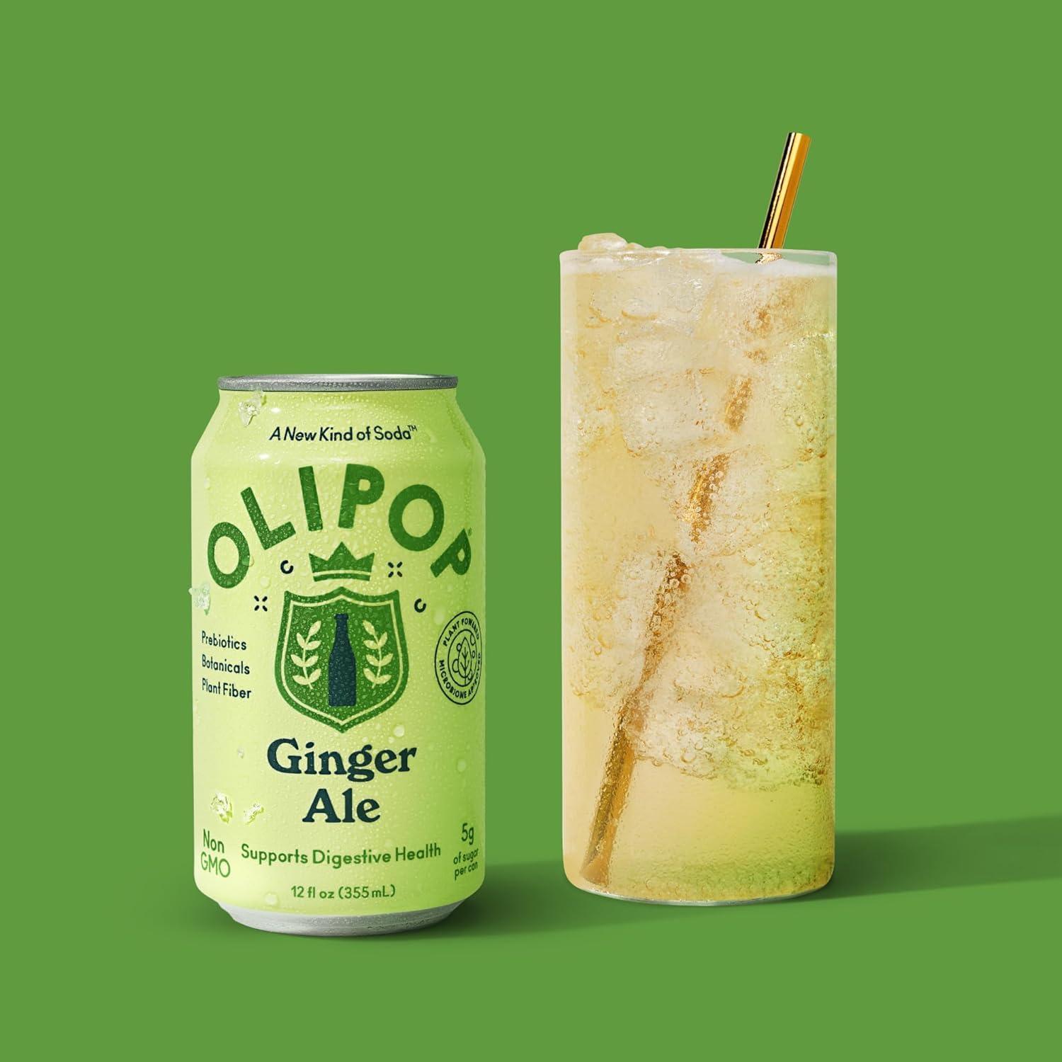 imageOLIPOP Prebiotic Soda Pop Classic Grape Pantry Pack Packed with Prebiotics Fiber and Botanicals Gluten Free Vegan GMO Free 12oz 12CansGinger Ale
