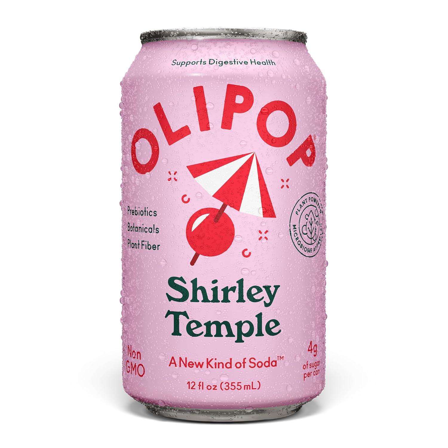 imageOLIPOP Prebiotic Soda Pop Classic Grape Pantry Pack Packed with Prebiotics Fiber and Botanicals Gluten Free Vegan GMO Free 12oz 12CansShirley Temple
