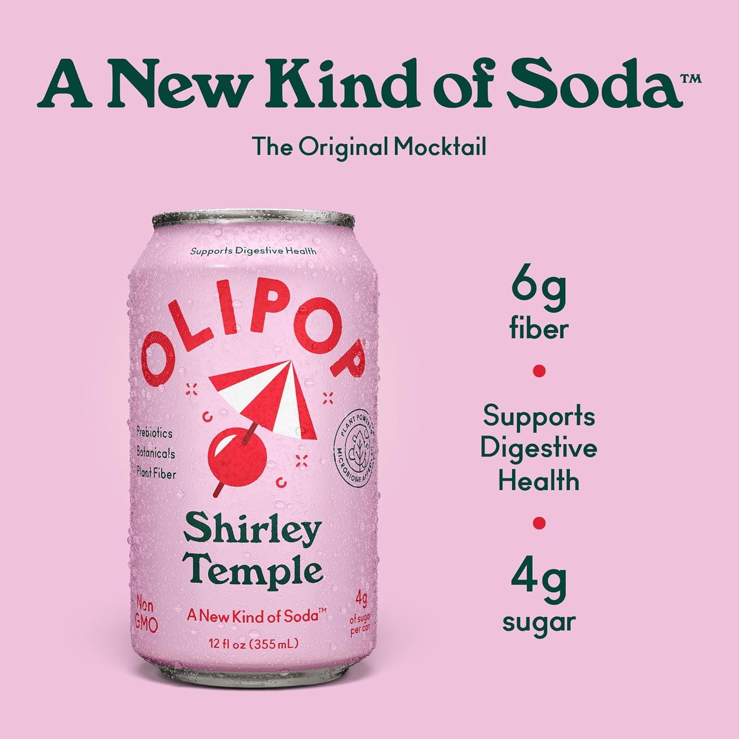 imageOLIPOP Prebiotic Soda Pop Classic Grape Pantry Pack Packed with Prebiotics Fiber and Botanicals Gluten Free Vegan GMO Free 12oz 12CansShirley Temple