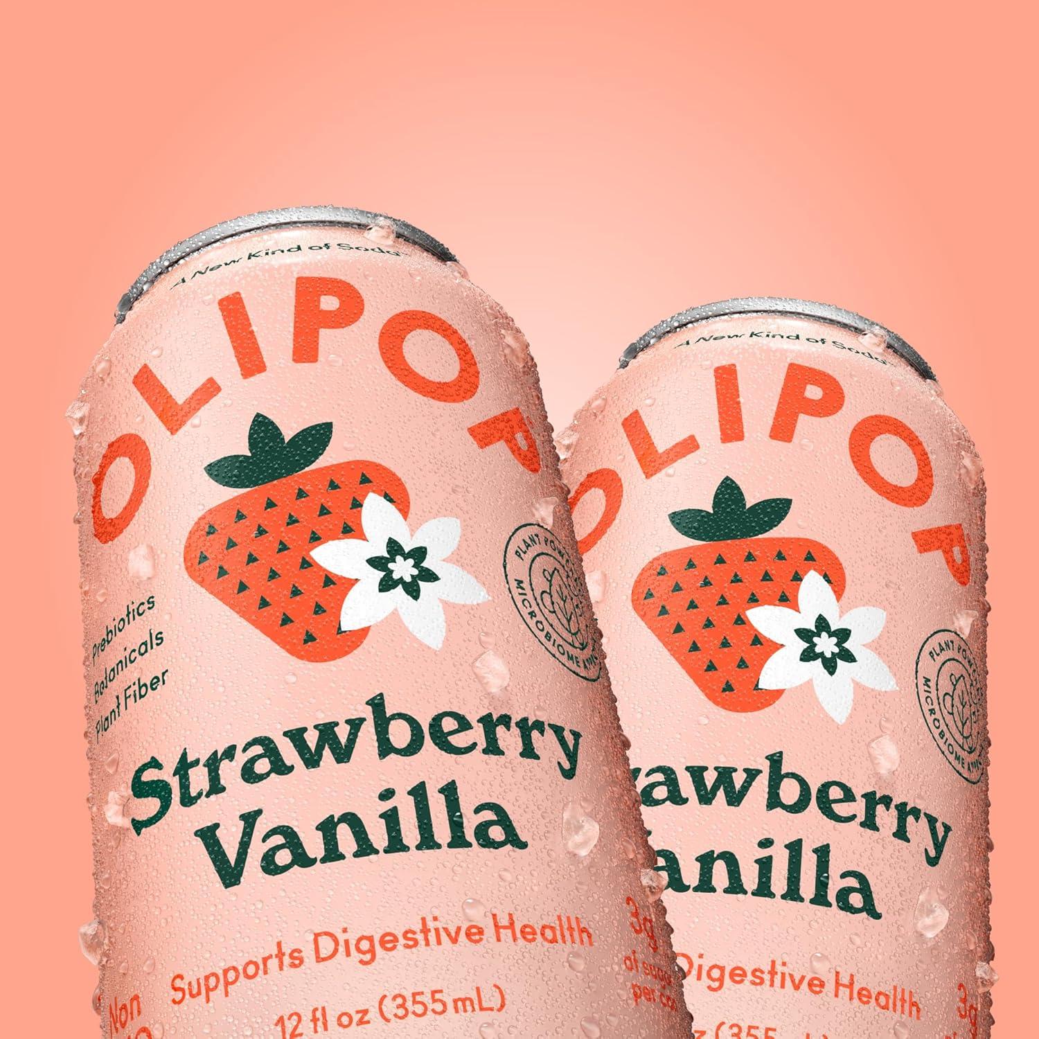 imageOLIPOP Prebiotic Soda Pop Classic Grape Pantry Pack Packed with Prebiotics Fiber and Botanicals Gluten Free Vegan GMO Free 12oz 12CansStrawberry Vanilla
