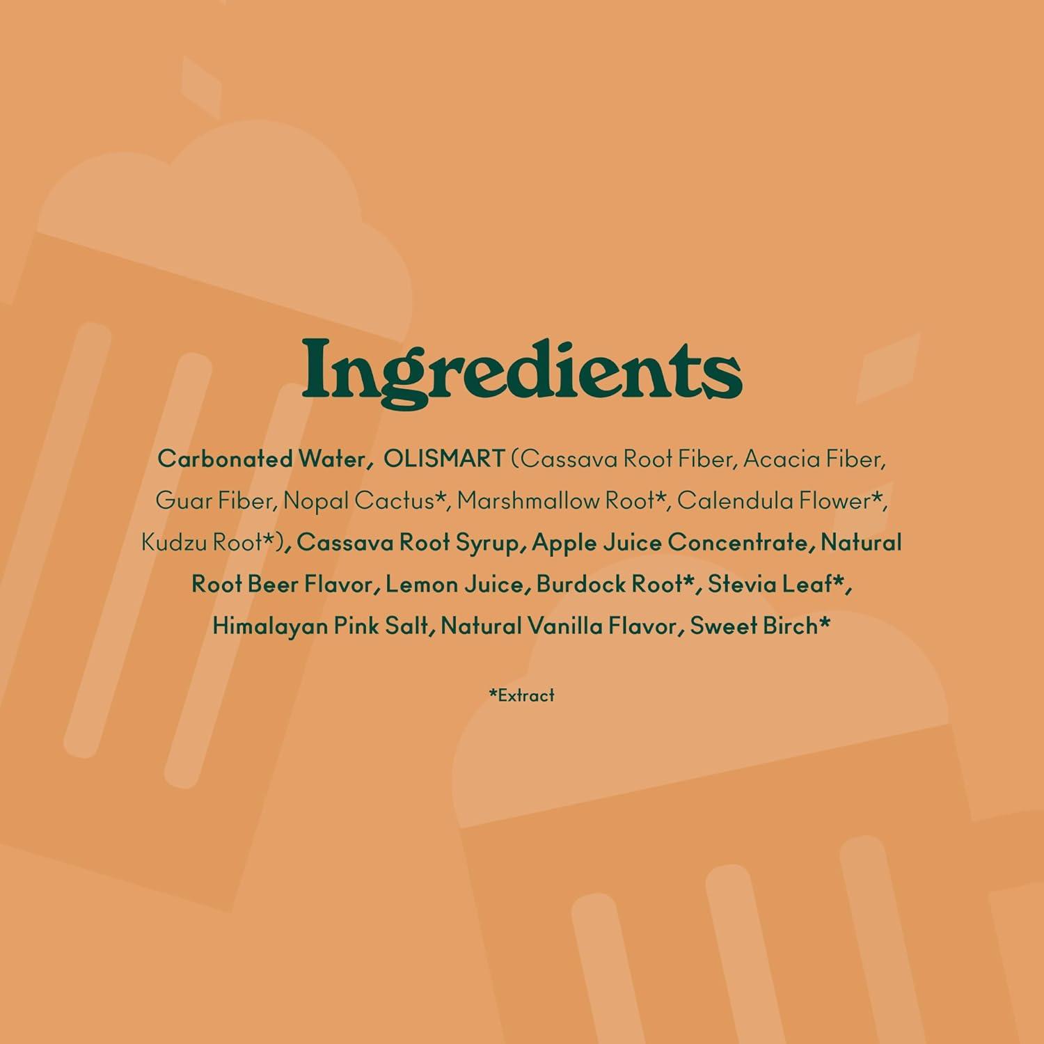 imageOLIPOP Prebiotic Soda Pop Classic Root Beer Prebiotics Botanicals Plant Fiber 12 fl oz 4 Cans