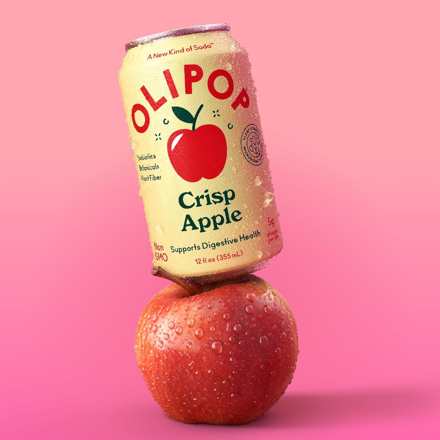 imageOLIPOP Prebiotic Soda Pop Crisp Apple A New Kind of Soda Packed with Prebiotics Fiber and Botanicals Gluten Free Vegan GMO Free 12oz Single Can