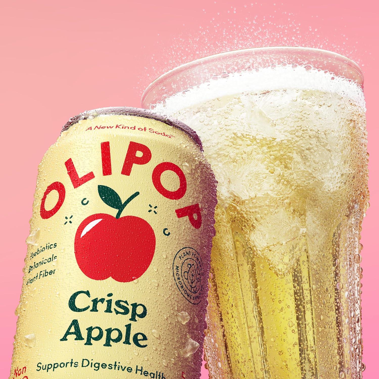 imageOLIPOP Prebiotic Soda Pop Crisp Apple A New Kind of Soda Packed with Prebiotics Fiber and Botanicals Gluten Free Vegan GMO Free 12oz Single Can