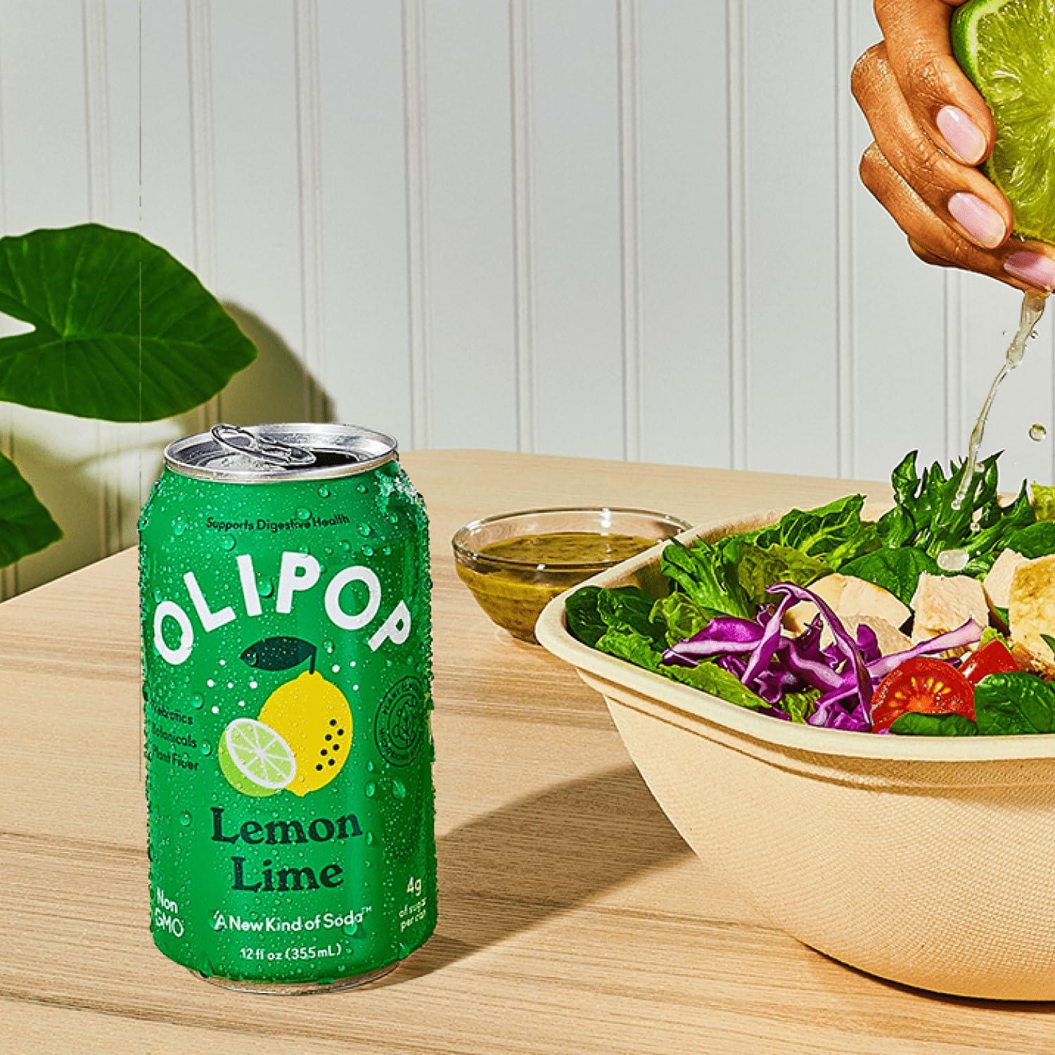 imageOLIPOP Prebiotic Soda Pop Lemon Lime Prebiotics Botanicals Plant Fiber 12 fl oz12 Fl Oz