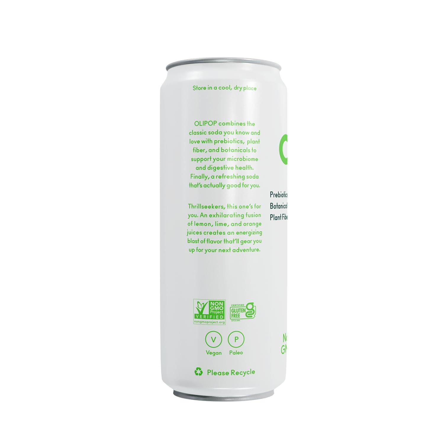 imageOLIPOP Prebiotic Soda Pop Strawberry Vanilla Pantry Pack Packed with Prebiotics Fiber and Botanicals Gluten Free Vegan GMO Free 12oz Skinny 12CansRidge Rush