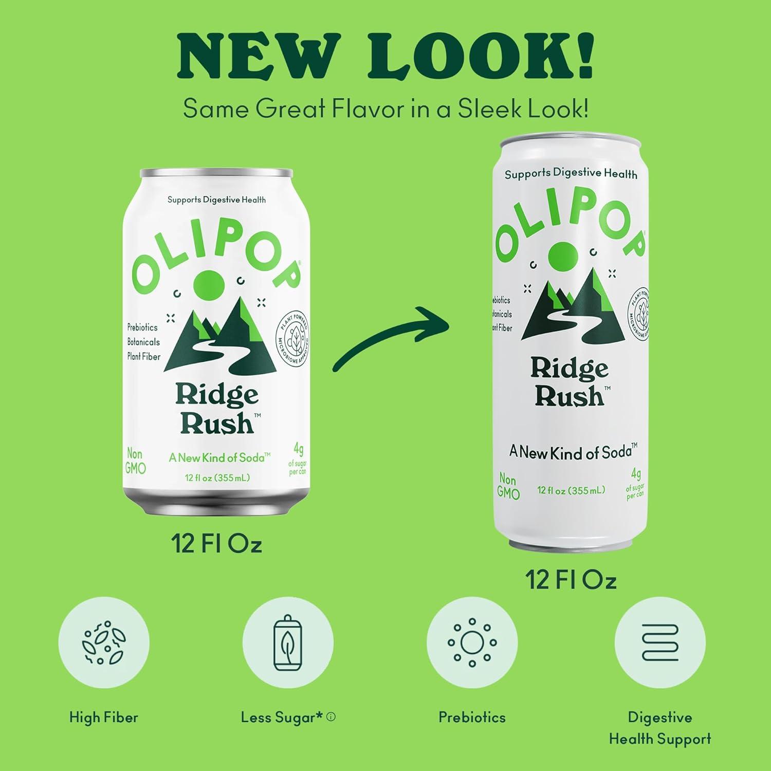 imageOLIPOP Prebiotic Soda Pop Strawberry Vanilla Pantry Pack Packed with Prebiotics Fiber and Botanicals Gluten Free Vegan GMO Free 12oz Skinny 12CansRidge Rush