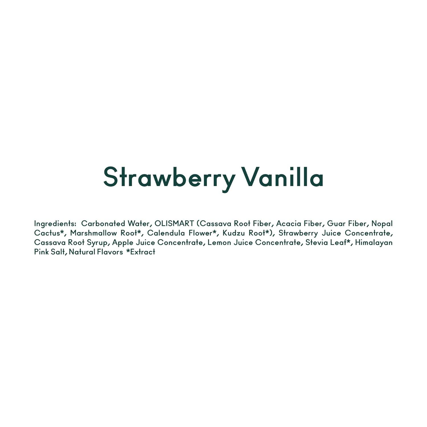 imageOLIPOP Prebiotic Soda Pop Strawberry Vanilla Pantry Pack Packed with Prebiotics Fiber and Botanicals Gluten Free Vegan GMO Free 12oz Skinny 12CansStrawberry Vanilla