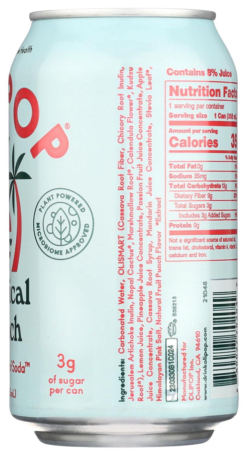 imageOLIPOP Prebiotic Soda Pop Tropical Punch A New Kind of Soda Packed with Prebiotics Fiber and Botanicals Gluten Free Vegan GMO Free 12oz