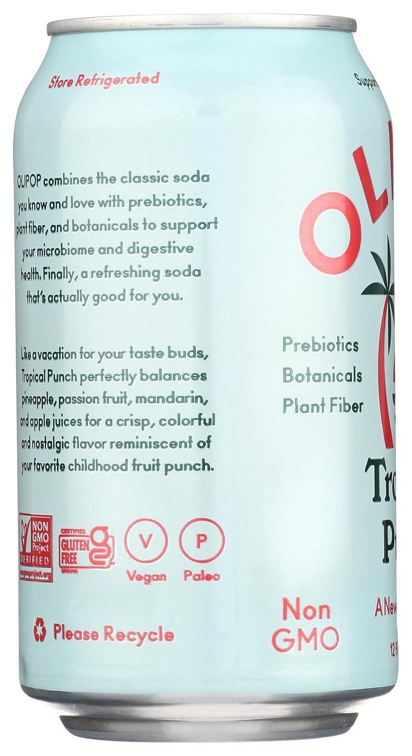 imageOLIPOP Prebiotic Soda Pop Tropical Punch A New Kind of Soda Packed with Prebiotics Fiber and Botanicals Gluten Free Vegan GMO Free 12oz