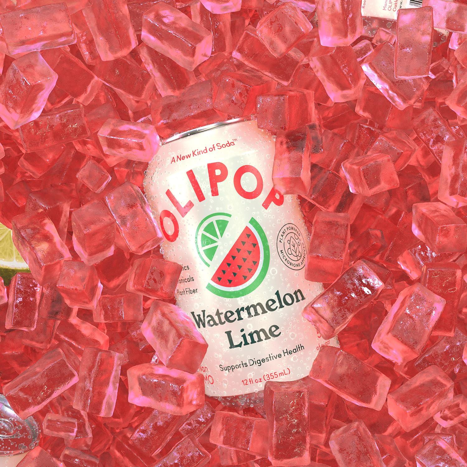 imageOLIPOP Watermelon Lime Prebiotic Soda 12 FZ12 Fl Oz
