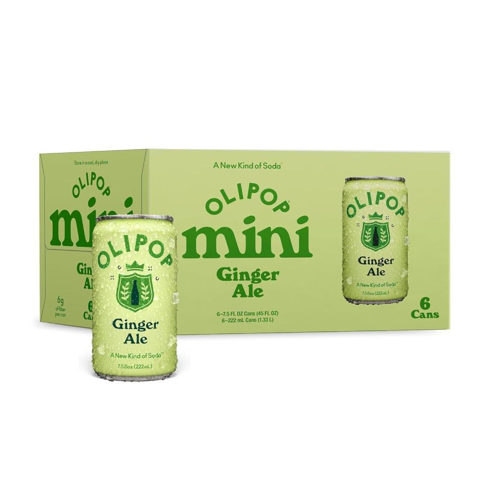 imageOLIPOP Minis Prebiotic Soda Pop Ginger Ale Pantry Pack Packed with Prebiotics Fiber and Botanicals Gluten Free Vegan GMO Free 75oz 6CansGinger Ale