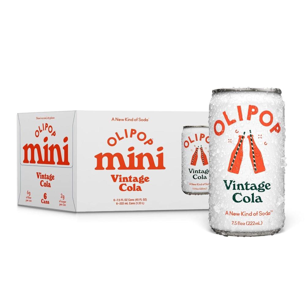 imageOLIPOP Minis Prebiotic Soda Pop Ginger Ale Pantry Pack Packed with Prebiotics Fiber and Botanicals Gluten Free Vegan GMO Free 75oz 6CansVintage Cola