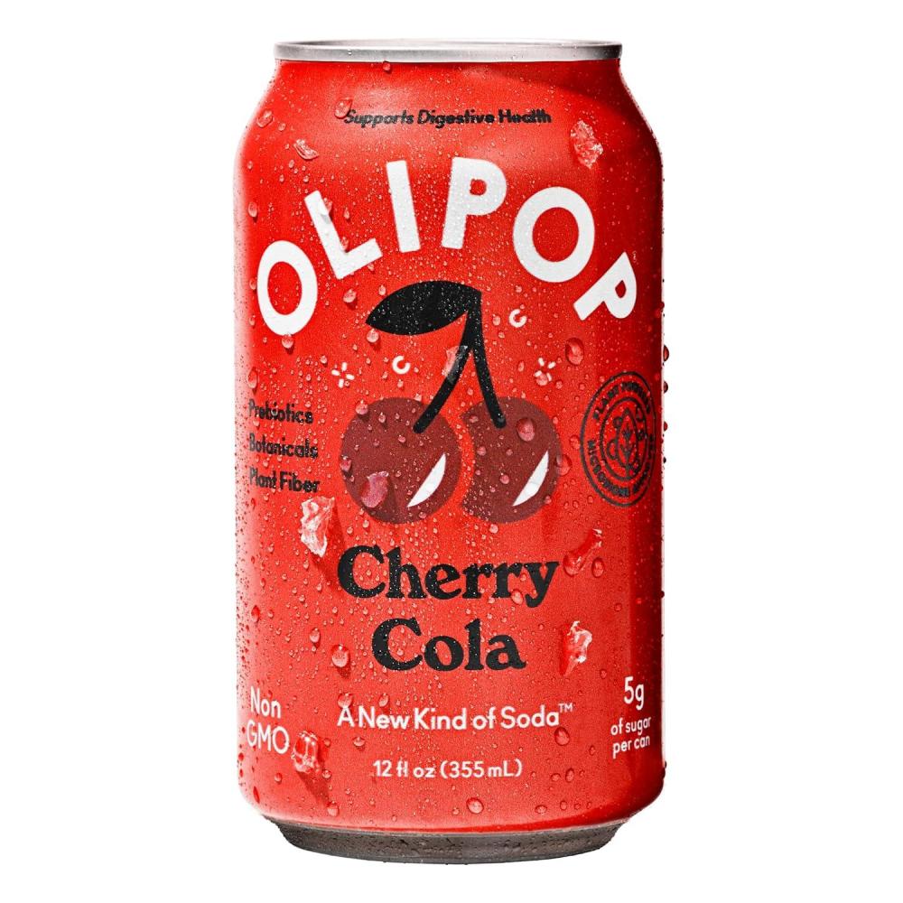 imageOLIPOP Prebiotic Soda Pop Cherry Cola Prebiotics Botanicals Plant Fiber 12 fl oz canCherry Cola