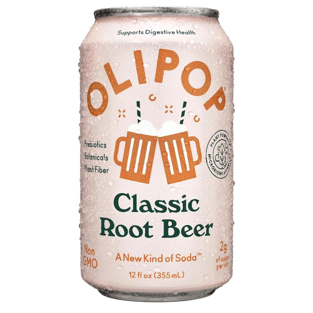 imageOLIPOP Prebiotic Soda Pop Cherry Cola Prebiotics Botanicals Plant Fiber 12 fl oz canClassic Root Beer