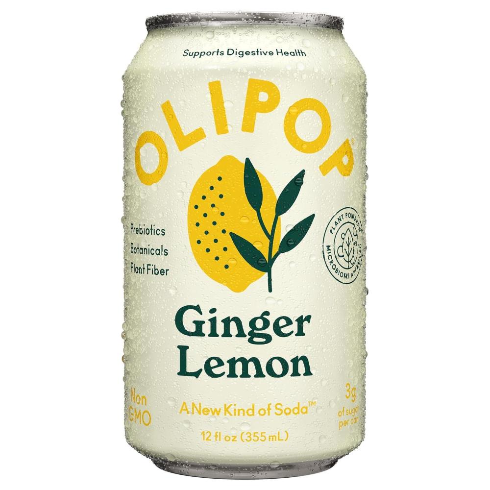 imageOLIPOP Prebiotic Soda Pop Cherry Cola Prebiotics Botanicals Plant Fiber 12 fl oz canGinger Lemon