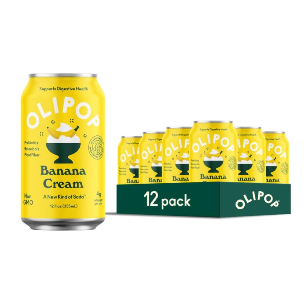 imageOLIPOP Prebiotic Soda Pop Cherry Vanilla A New Kind of Soda Packed with Prebiotics Fiber and Botanicals Gluten Free Vegan GMO Free 12oz 12CansBanana Cream
