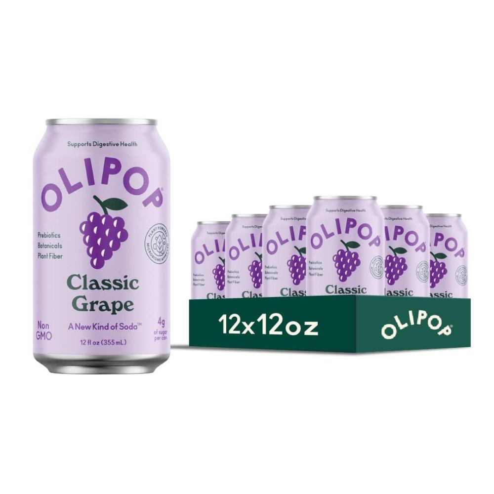 imageOLIPOP Prebiotic Soda Pop Cherry Vanilla A New Kind of Soda Packed with Prebiotics Fiber and Botanicals Gluten Free Vegan GMO Free 12oz 12CansClassic Grape