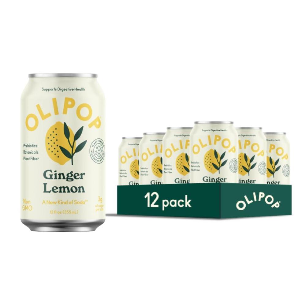 imageOLIPOP Prebiotic Soda Pop Cherry Vanilla A New Kind of Soda Packed with Prebiotics Fiber and Botanicals Gluten Free Vegan GMO Free 12oz 12CansGinger Lemon