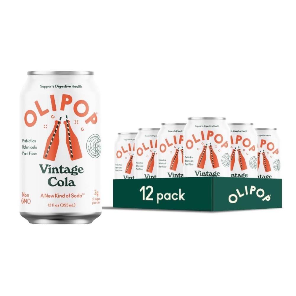imageOLIPOP Prebiotic Soda Pop Cherry Vanilla A New Kind of Soda Packed with Prebiotics Fiber and Botanicals Gluten Free Vegan GMO Free 12oz 12CansVintage Cola