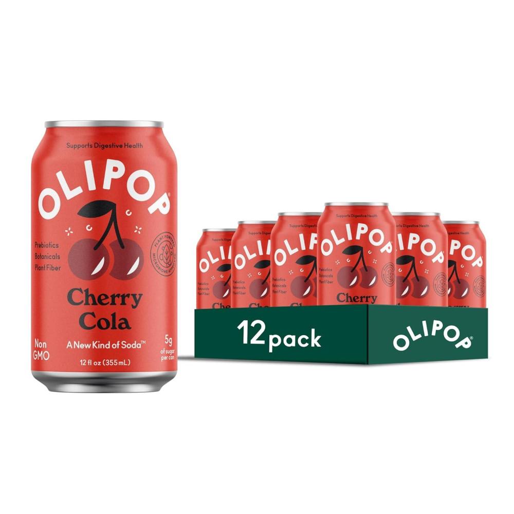 imageOLIPOP Prebiotic Soda Pop Classic Grape Pantry Pack Packed with Prebiotics Fiber and Botanicals Gluten Free Vegan GMO Free 12oz 12CansCherry Cola