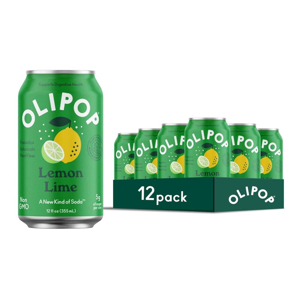 imageOLIPOP Prebiotic Soda Pop Classic Grape Pantry Pack Packed with Prebiotics Fiber and Botanicals Gluten Free Vegan GMO Free 12oz 12CansLemon Lime