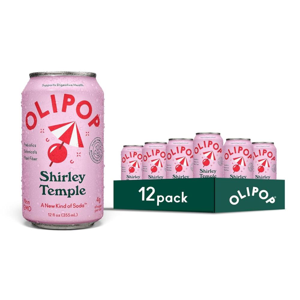 imageOLIPOP Prebiotic Soda Pop Classic Grape Pantry Pack Packed with Prebiotics Fiber and Botanicals Gluten Free Vegan GMO Free 12oz 12CansShirley Temple