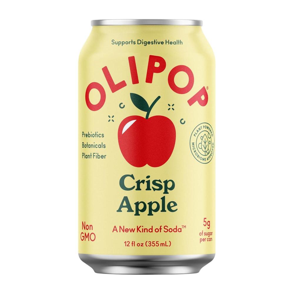 imageOLIPOP Prebiotic Soda Pop Crisp Apple A New Kind of Soda Packed with Prebiotics Fiber and Botanicals Gluten Free Vegan GMO Free 12oz Single Can