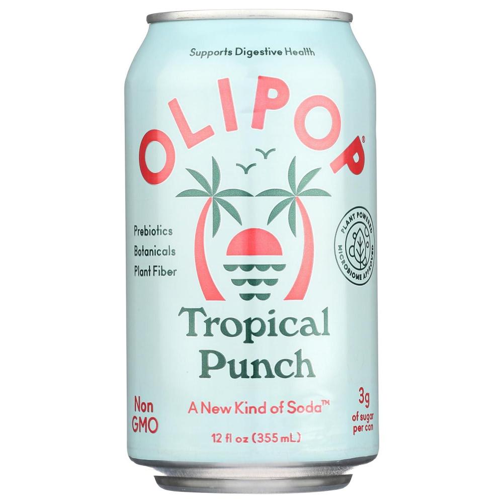imageOLIPOP Prebiotic Soda Pop Tropical Punch A New Kind of Soda Packed with Prebiotics Fiber and Botanicals Gluten Free Vegan GMO Free 12oz