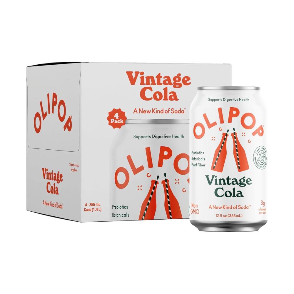 imageOLIPOP Prebiotic Soda Pop Vintage Cola Prebiotics Botanicals Plant Fiber 12 fl oz 4 Cans12 FZ
