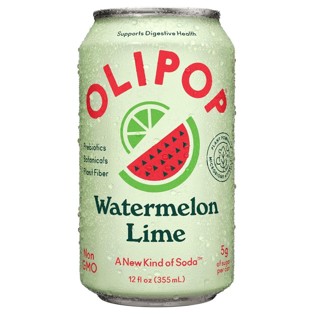 imageOLIPOP Watermelon Lime Prebiotic Soda 12 FZ12 Fl Oz